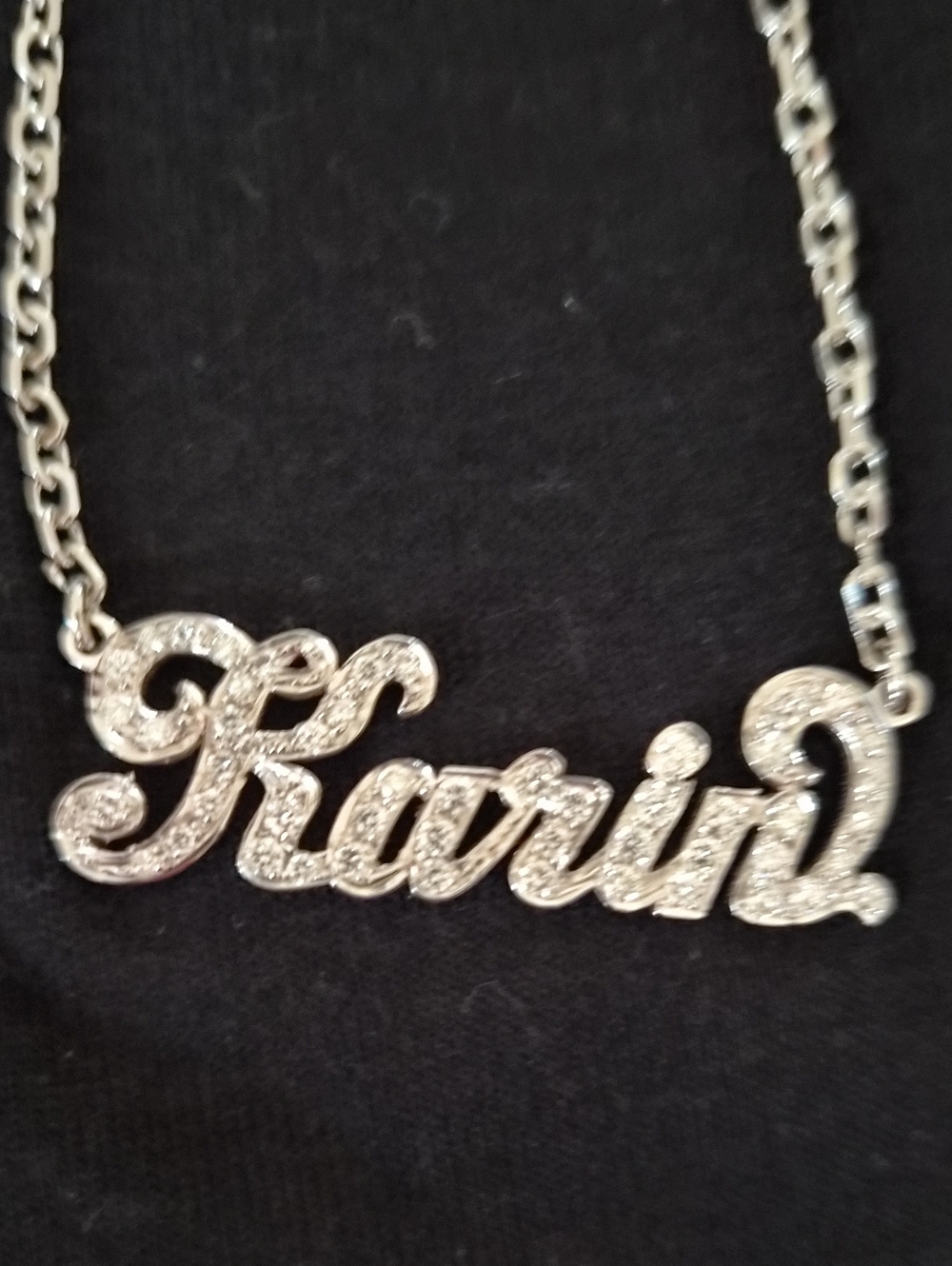 💯14kt White Gold Diamond Script Nameplate Necklace